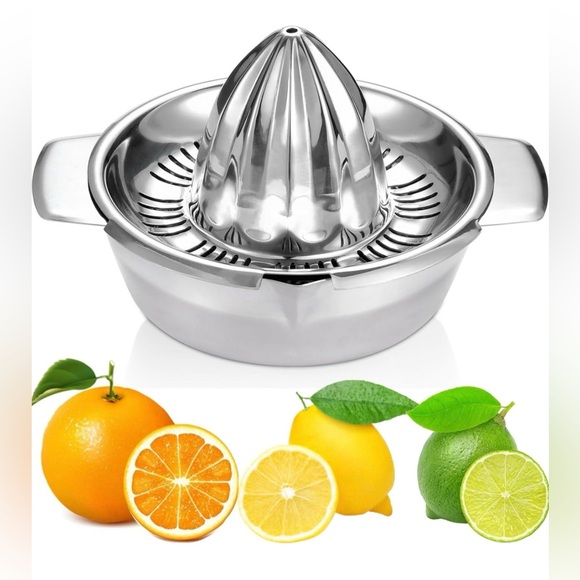 Hand Juicer Reamer Rotation Press with Strainer＆10oz Bowl, 2 Pour Spouts NIB - Picture 2 of 7